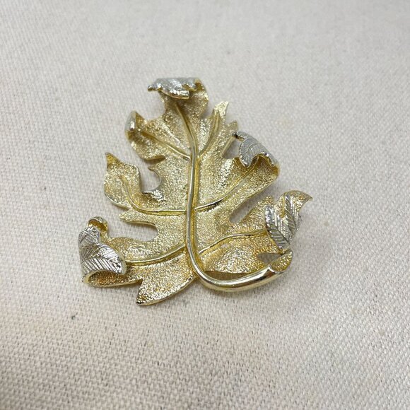 Sarah Coventry Vintage Gold-Tone Leaf Brooch‎ Pin Classic Simple Minimal - Picture 5 of 10